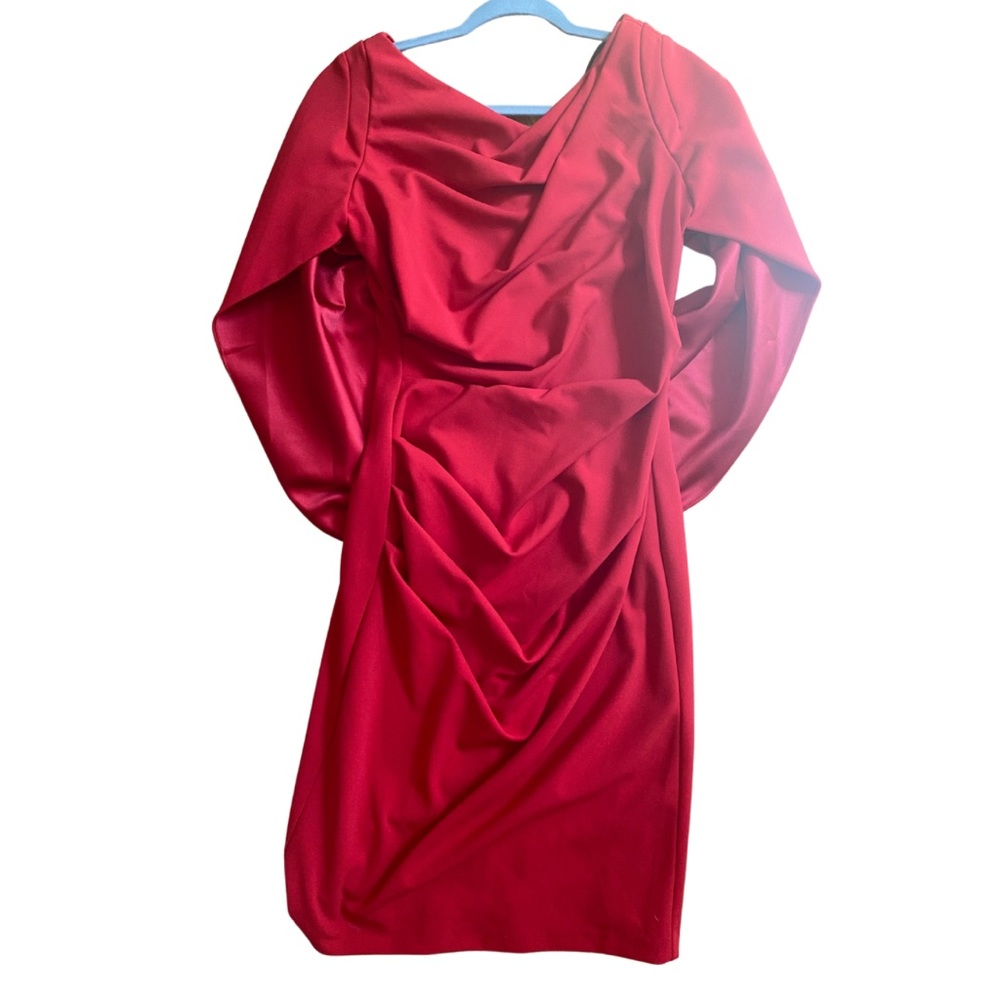 Red dress with cape perfect for wedding or special occasion. Size 8